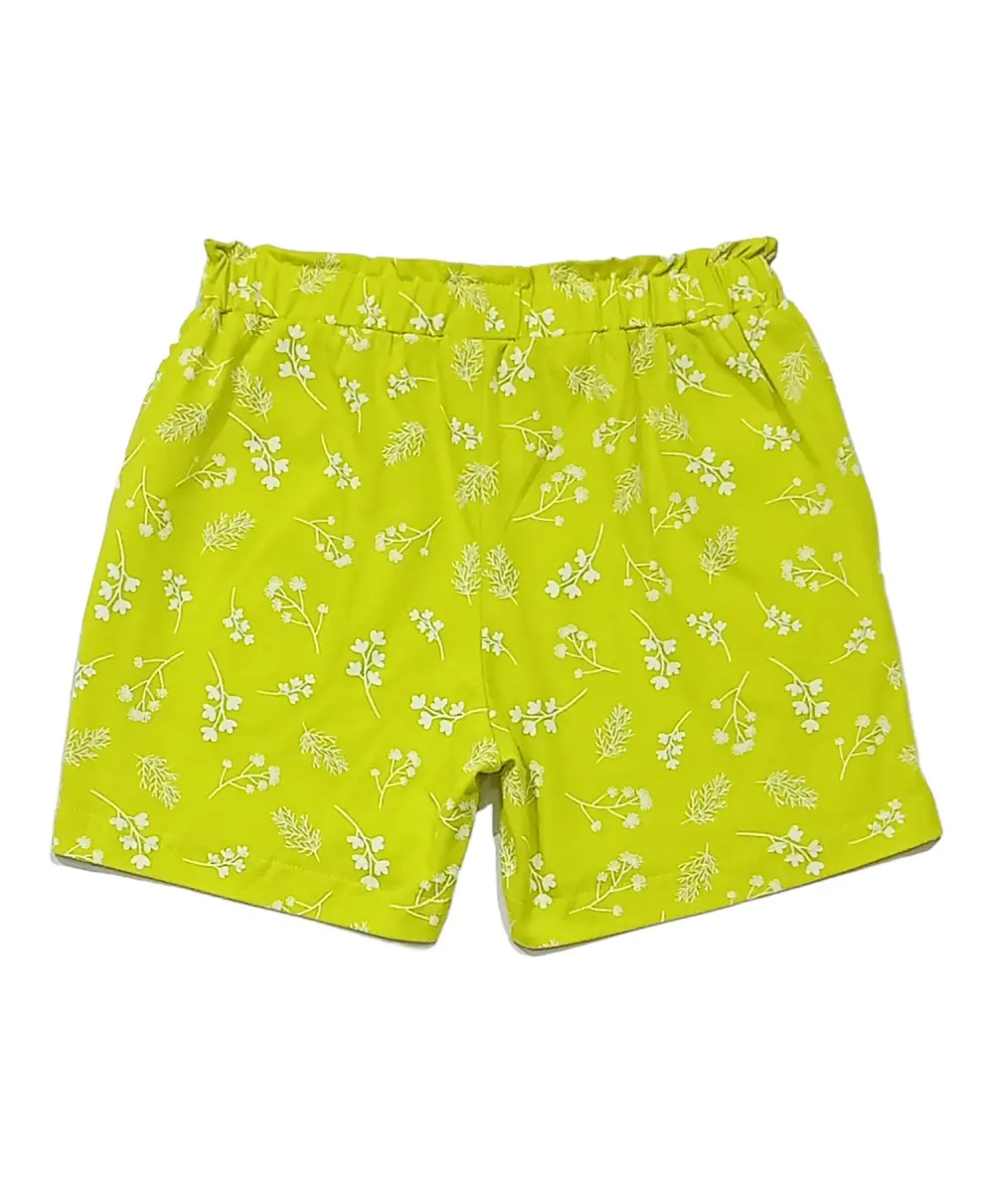 Gini And Jony Girls Green Floral Print Cotton Shorts Elasticated