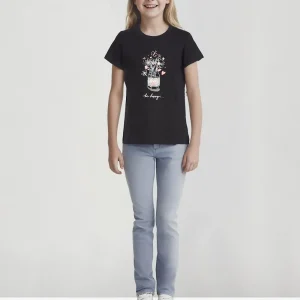 Gini And Jony Girls Black Graphic Print Cotton Knits Top Half Sleeves 3-4 Years