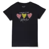 Gini And Jony Girls Navy Blue Graphic Print Cotton Knits Top Half Sleeves 11-12 Years