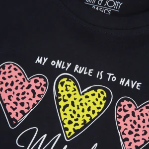 Gini And Jony Girls Navy Blue Graphic Print Cotton Knits Top Half Sleeves 11-12 Years