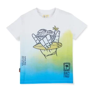 Gini & Jony Boys' Blue T-Shirt Knitshand-Wash Regular Fit