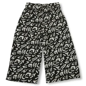 Gini And Jony Girls Black Abstract Crepe Culottes Elasticated