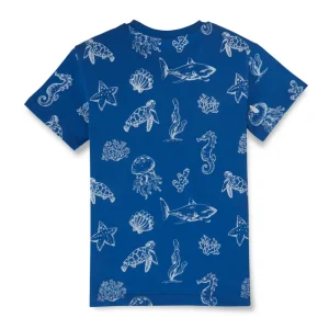 Gini & Jony Boys' Blue T-Shirt Knitshand-Wash Regular Fit