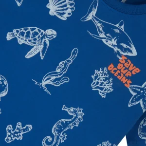 Gini & Jony Boys' Blue T-Shirt Knitshand-Wash Regular Fit