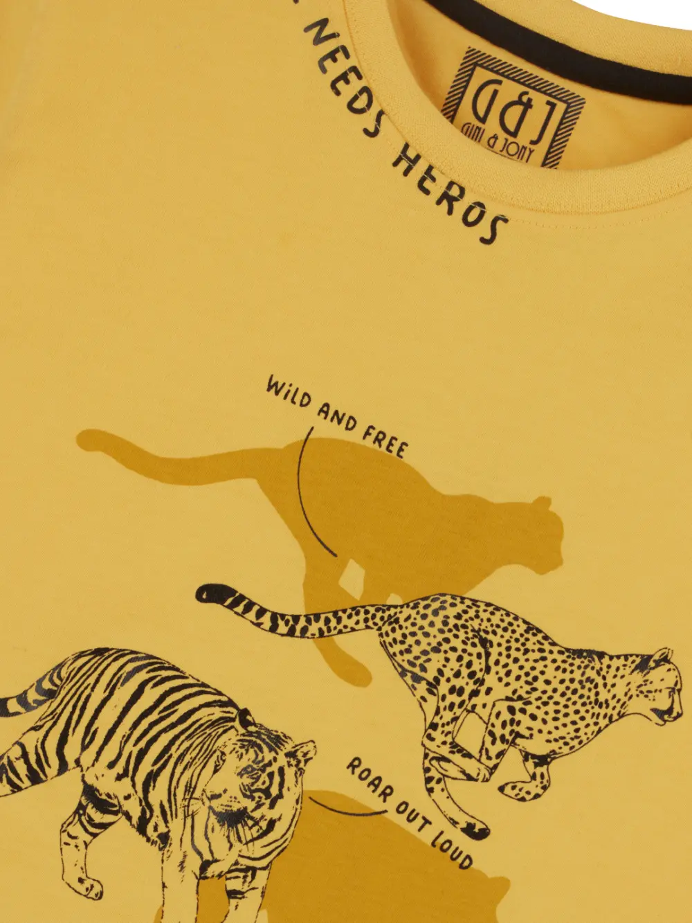 Gini And Jony Boys Yellow Tropical Print Cotton T-Shirt Half Sleeves
