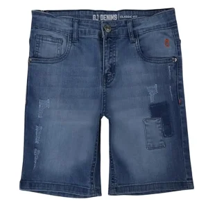 Gini And Jony Boys Blue Washed Denim Fixed Waist Bermuda