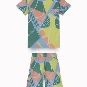 Gini And Jony Boys Multi Color Abstract Cotton Co-Ordinate Set