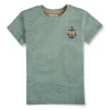 Gini And Jony Boys Green Topographic Print Cotton T-Shirt Half Sleeves