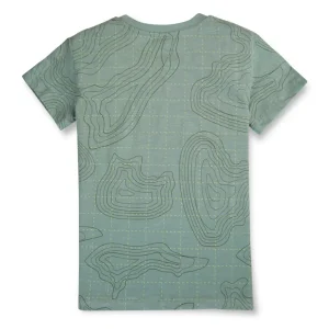 Gini And Jony Boys Green Topographic Print Cotton T-Shirt Half Sleeves