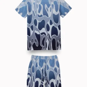 Gini And Jony Boys Blue Abstract Print Cotton Co-Ordinate Set