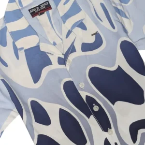 Gini And Jony Boys Blue Abstract Print Cotton Co-Ordinate Half Sleeves