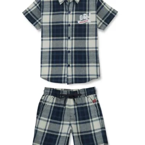 Gini & Jony Boys Multicolor Solid Cotton Co-Ordinate Set