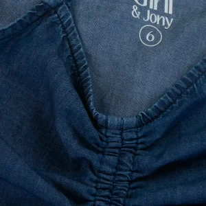 Gini And Jony Girls Blue Solid Denim Woven Top Half Sleeves 9-10 Years