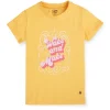 Gini And Jony Girls Yellow Typographic Print Cotton Knits Top Half Sleeves 9-10 Years