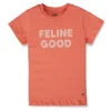 Gini And Jony Girls Orange Typographic Print Cotton Knits Top Half Sleeves 9-10 Years