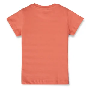 Gini And Jony Girls Orange Typographic Print Cotton Knits Top Half Sleeves 9-10 Years