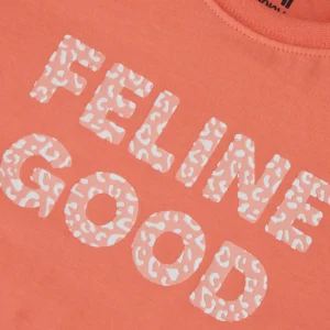 Gini And Jony Girls Orange Typographic Print Cotton Knits Top Half Sleeves 9-10 Years