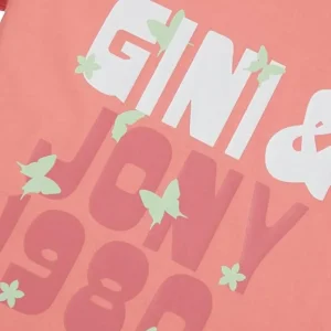 Gini & Jony Girls Pink Cotton Printed Round Neck Half Sleeves Knits Top