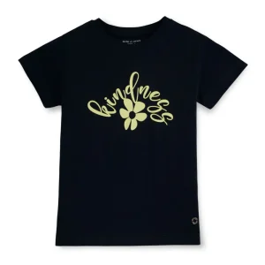 Gini And Jony Girls Black Graphic Print Cotton Lycra Knits Top Half Sleeves