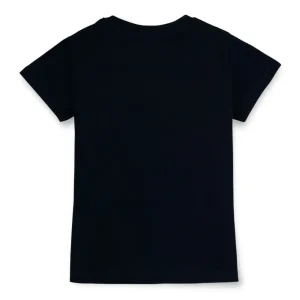 Gini And Jony Girls Black Graphic Print Cotton Lycra Knits Top Half Sleeves