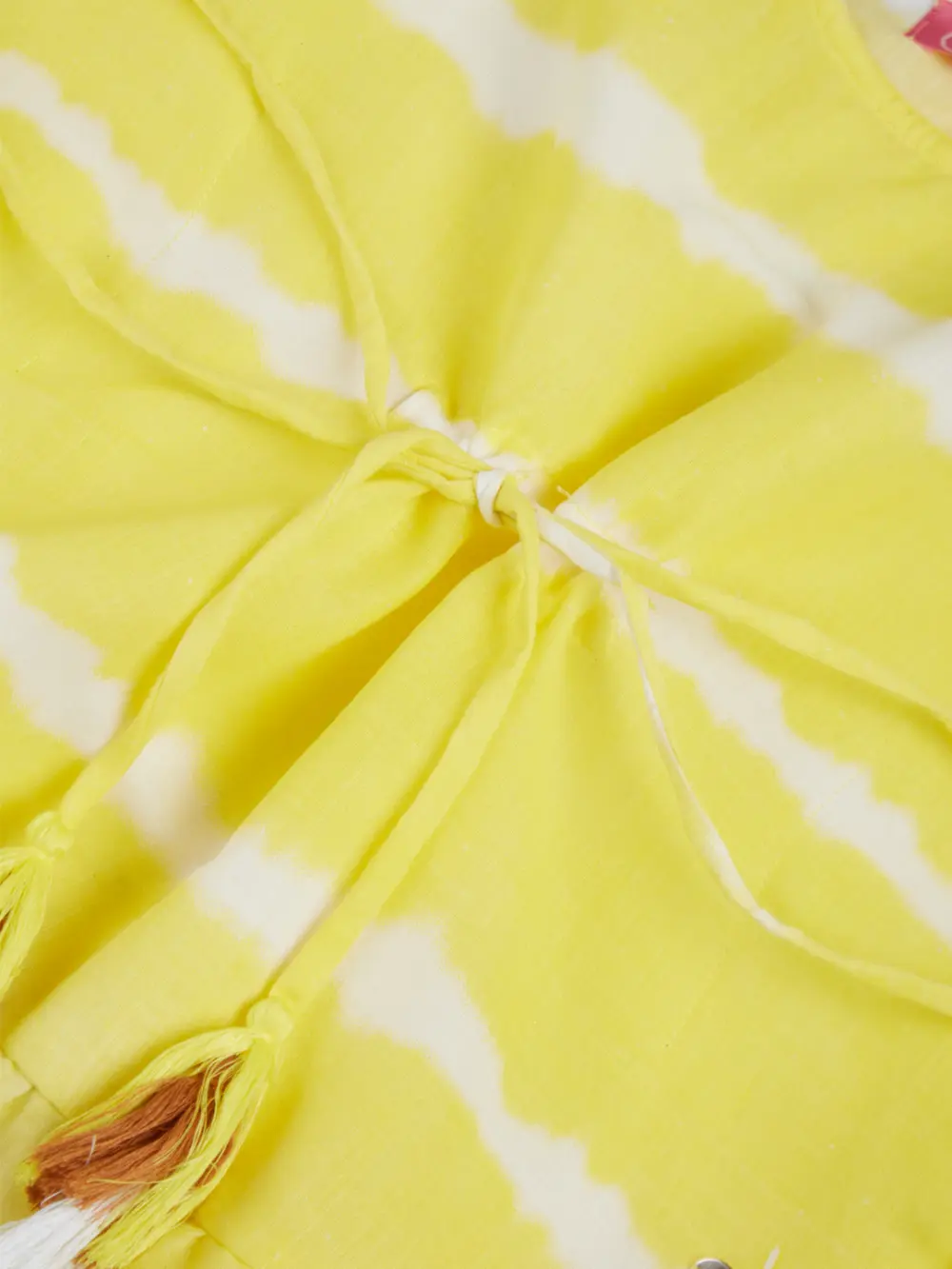 Gini And Jony Girls Yellow Abstract Cotton Woven Top Half Sleeves 9-10 Years