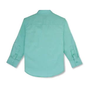 Gini And Jony Boys Green Solid Linen Shirt Full Sleeves