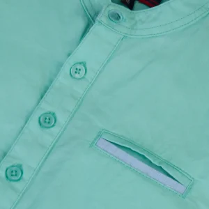 Gini And Jony Boys Green Solid Linen Shirt Full Sleeves