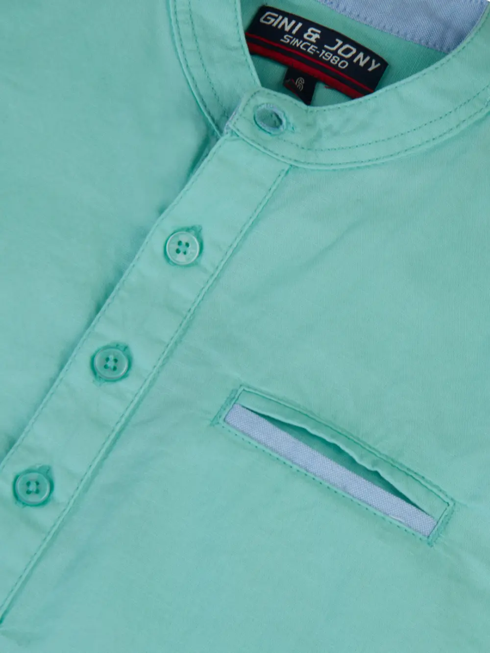Gini And Jony Boys Green Solid Linen Shirt Full Sleeves