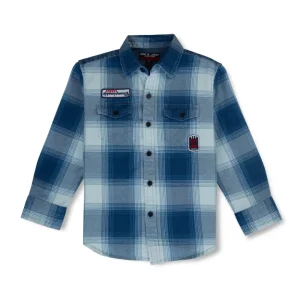 Gini And Jony Boys Blue Checks Denim Shirt Full Sleeves