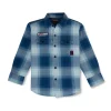 Gini And Jony Boys Blue Checks Denim Shirt Full Sleeves