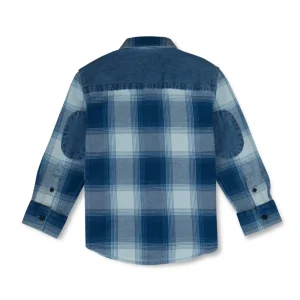 Gini And Jony Boys Blue Checks Denim Shirt Full Sleeves