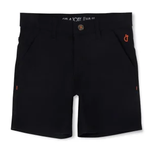 Gini & Jony Boys Black Twill Solid Elasticated Shorts