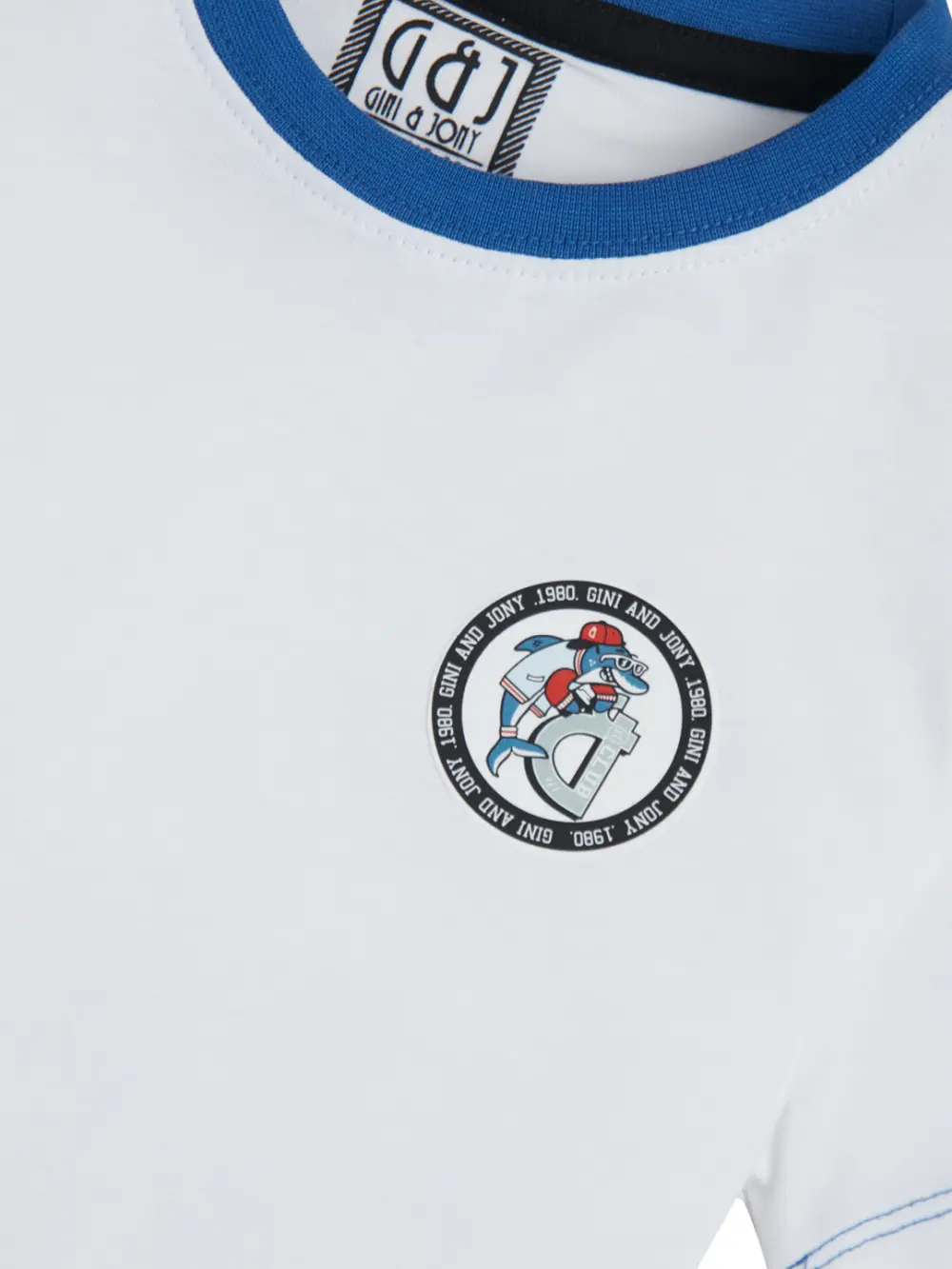 Gini & Jony Boys' Blue T-Shirt Knitshand-Wash Regular Fit