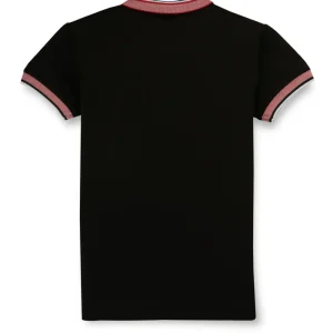 Gini And Jony Boys Black Solid Cotton Polo T-Shirt Half Sleeves