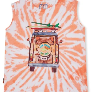 Gini & Jony Boys Orange Cotton Tie-Dye Crew Neck Half Sleeve T-Shirt