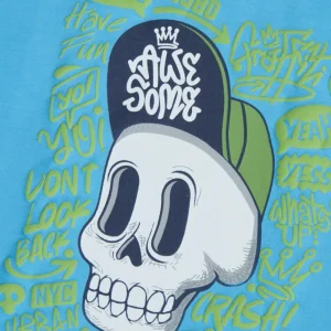 Gini & Jony Boys' Blue T-Shirt Knitshand-Wash Regular Fit