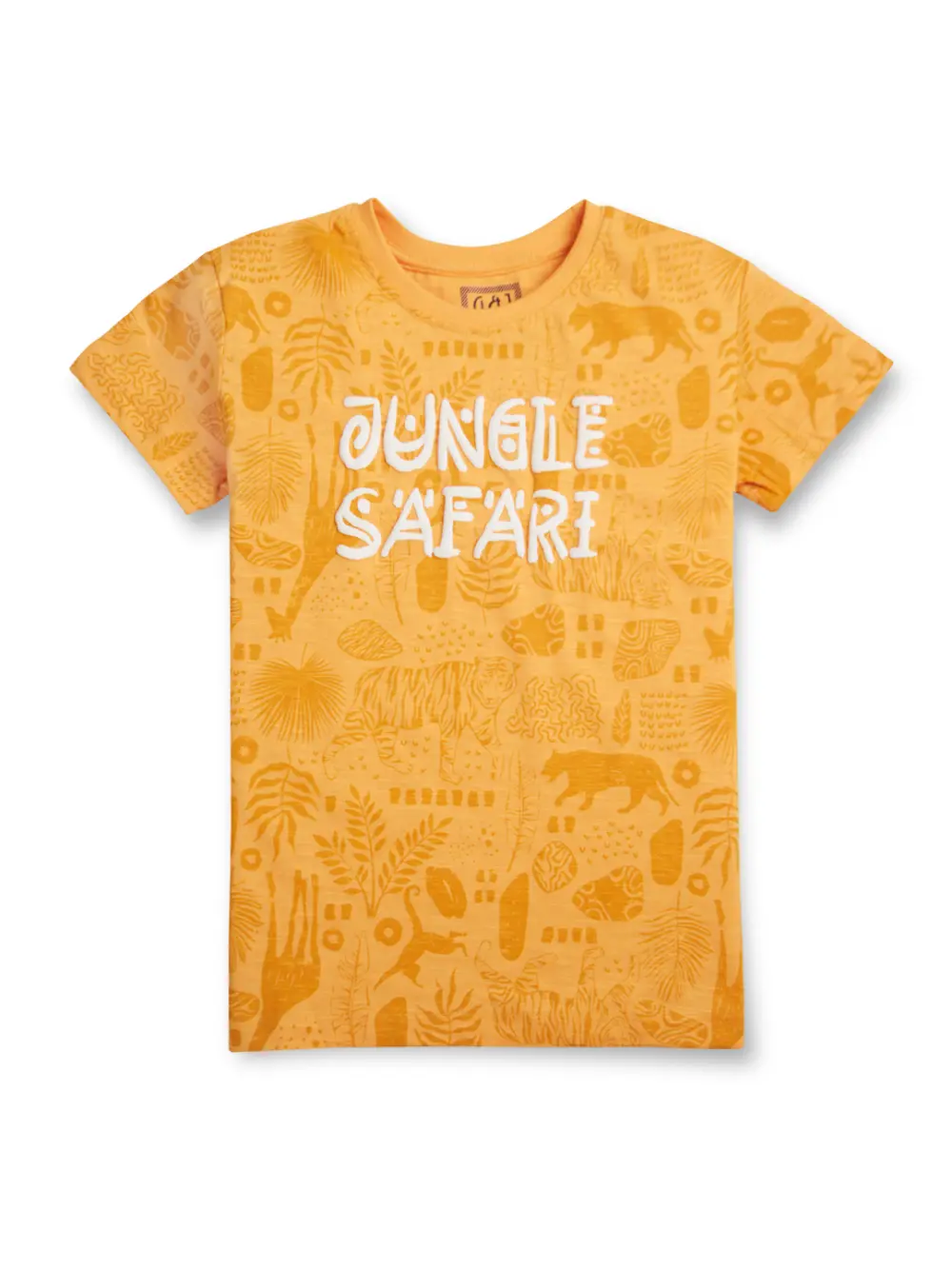 Gini And Jony Boys Yellow Conversational Print Cotton T-Shirt Half Sleeves