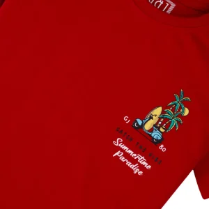 Gini & Jony Boys' Blue T-Shirt Knitshand-Wash Regular Fit