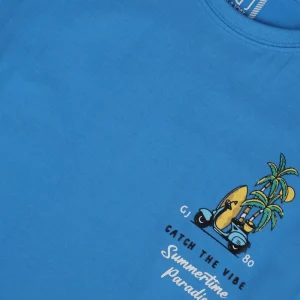 Gini And Jony Boys Blue Graphic Print Cotton T-Shirt Half Sleeves