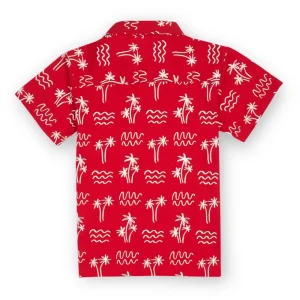 Gini And Jony Boys Red Tropical Print Cotton Shirt Half Sleeves