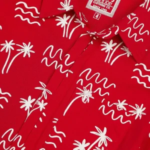 Gini And Jony Boys Red Tropical Print Cotton Shirt Half Sleeves