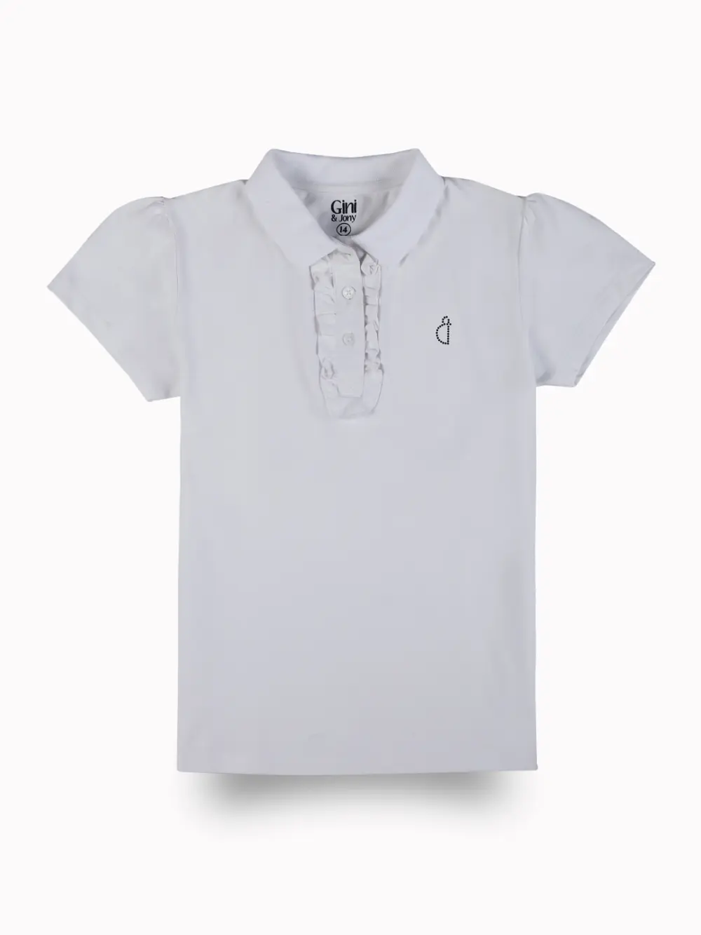 Gini And Jony Girls White Solid Cotton Knits Top Half Sleeves 11-12 Years