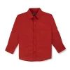 Gini And Jony Boys Red Solid Cotton Shirt Full Sleeves