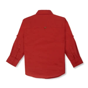 Gini And Jony Boys Red Solid Cotton Shirt Full Sleeves