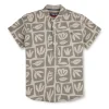 Gini And Jony Boys Grey Tropical Print Cotton Shirt Half Sleeves