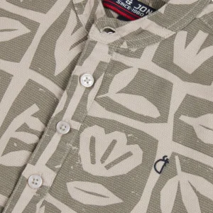 Gini And Jony Boys Grey Tropical Print Cotton Shirt Half Sleeves