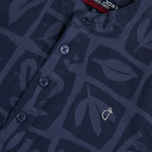 Gini And Jony Boys Blue Tropical Print Cotton Shirt Half Sleeves