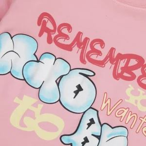 Gini And Jony Girls Pink Typographic Print Cotton Knits Top Half Sleeves 9-10 Years