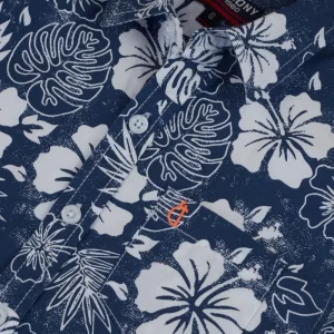 Gini And Jony Boys Navy Floral Print Cotton Shirt Half Sleeves