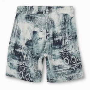 Gini And Jony Boys Blue Abstract Cotton Bermuda Elasticated
